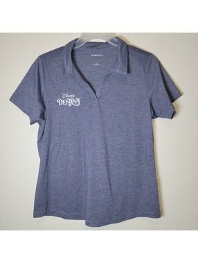 Disney Cruise Line Destiny Cast Member Women's Blue Heather Polo Shirt L